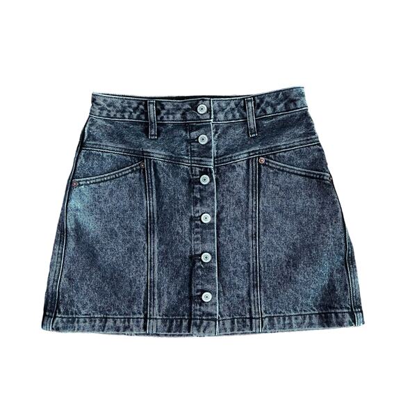 Y2K Abercrombie & Fitch Skirt Womens Small Black Natural Rise Acid Wash Casual - Picture 1 of 6
